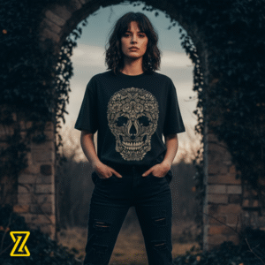 floral skull unisex oversized classic t shirt