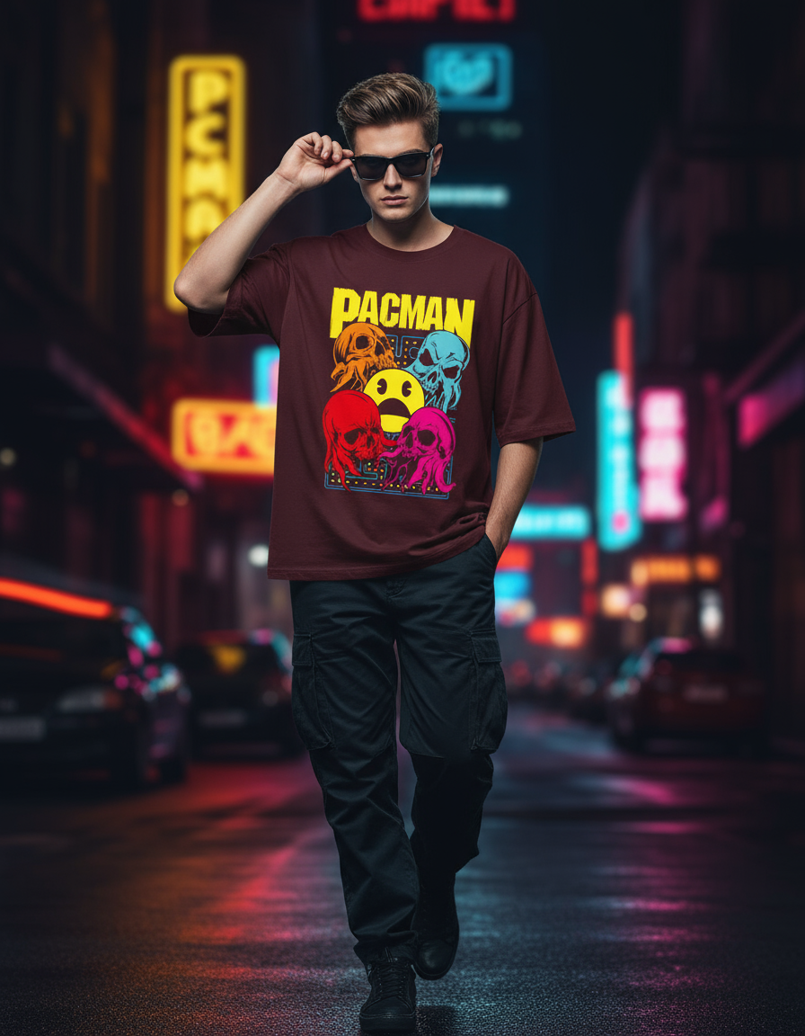 pac man unisex oversized classic t shirt